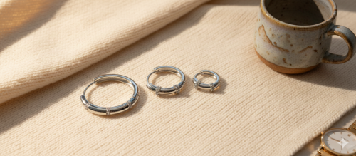 Textured Hoop Earring Set (Taş Detaylı 3'lü Halka Küpe Seti)